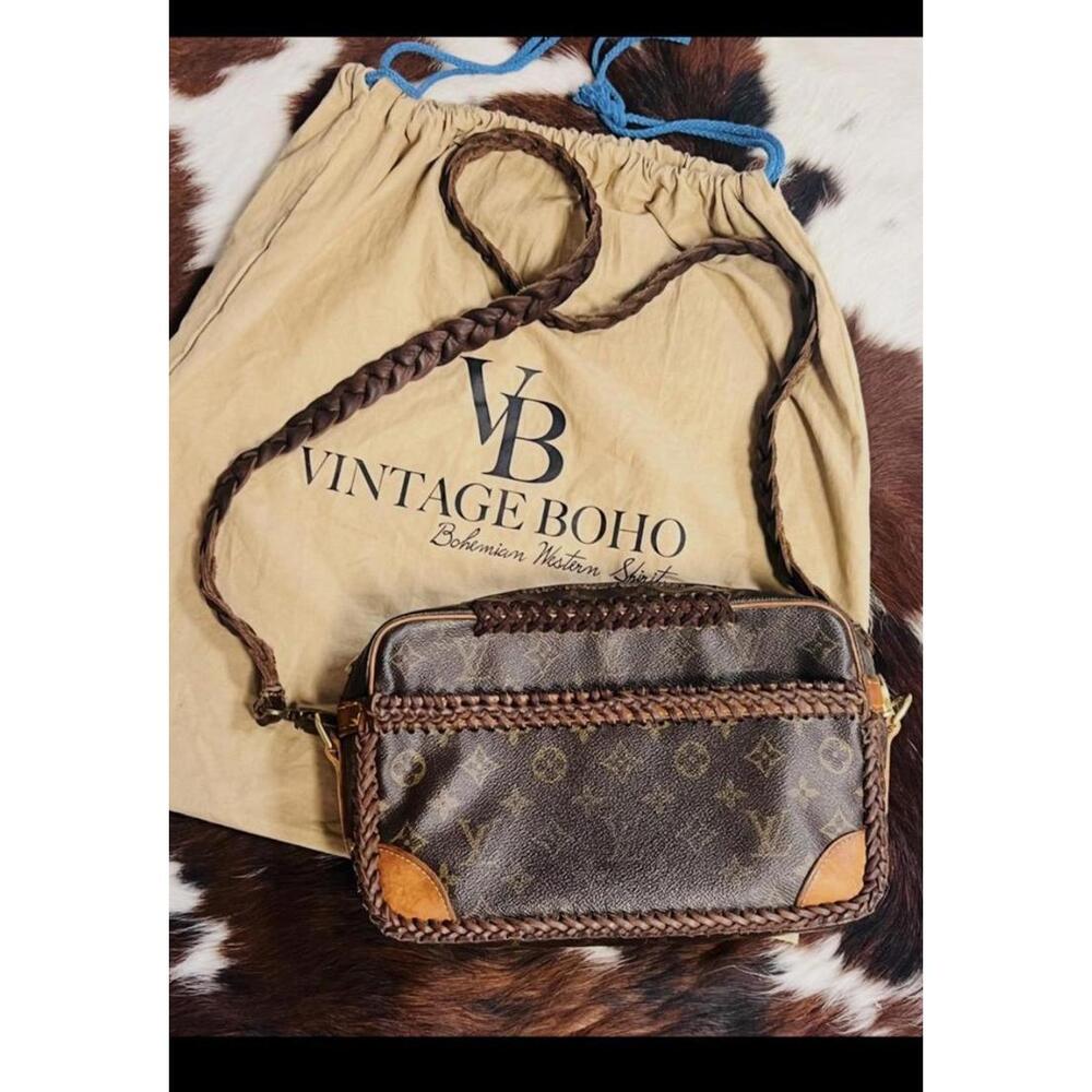 Vintage Boho Brown Monogram Crossbody Bag by Vintage Boho